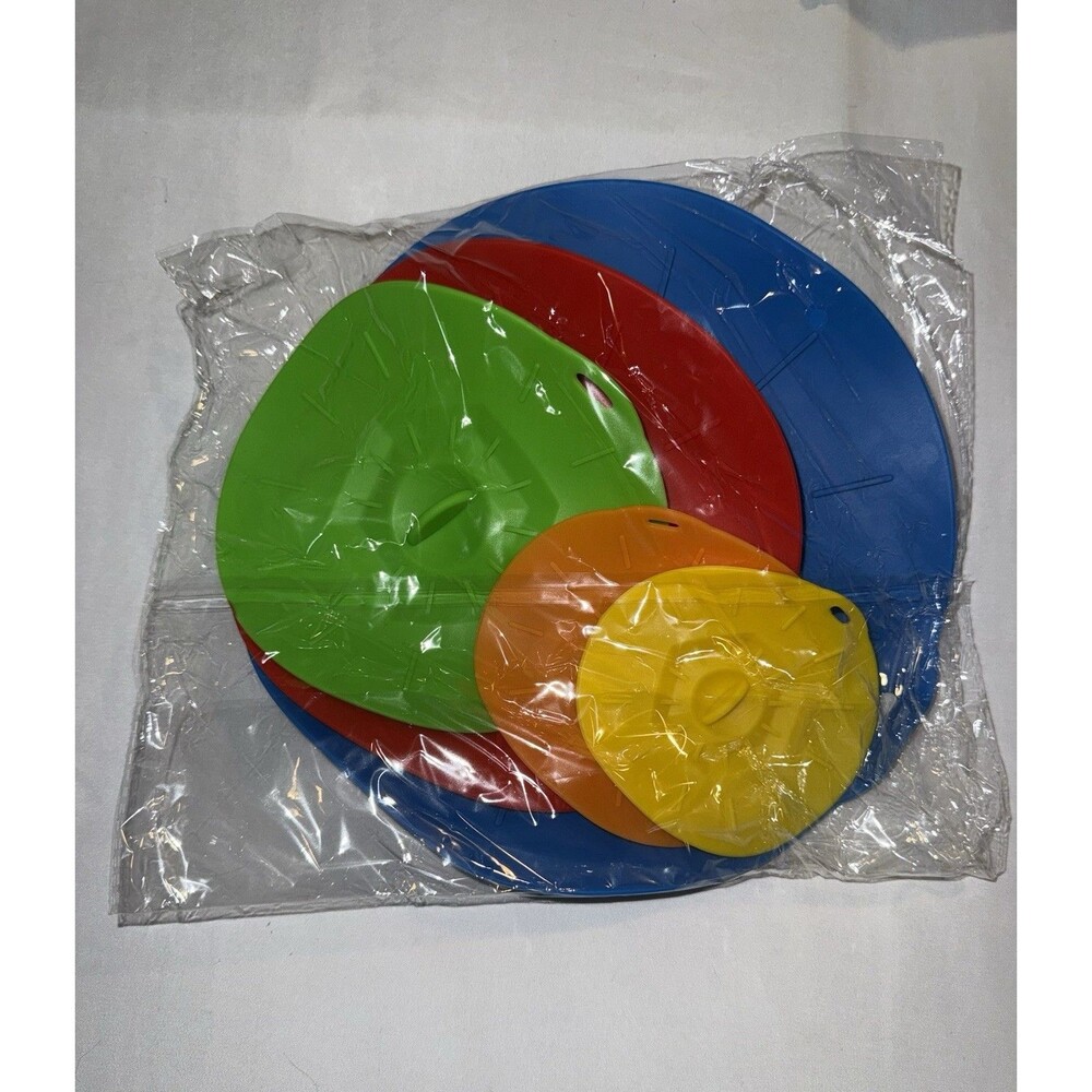 5 Pcs Silicone Lids 3 3/4/6/8/10inch Heat Resistant Food Suction Lid